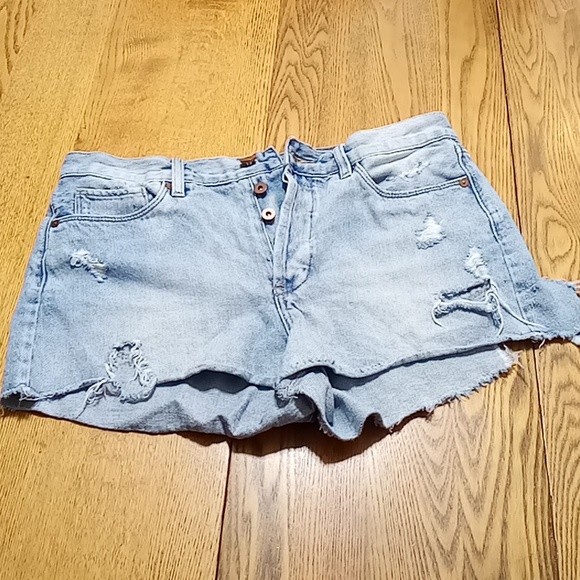 Blank NYC Jeans Shorts Womens 29 BLUE Denim Preowned Distressed BlankNYC Cut Off - Picture 1 of 8